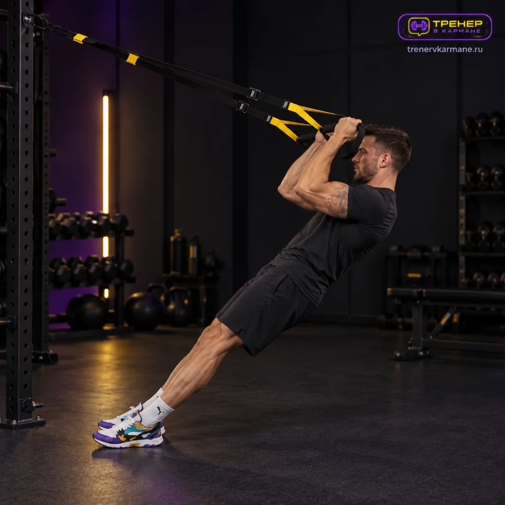 Сгибание рук в петлях TRX