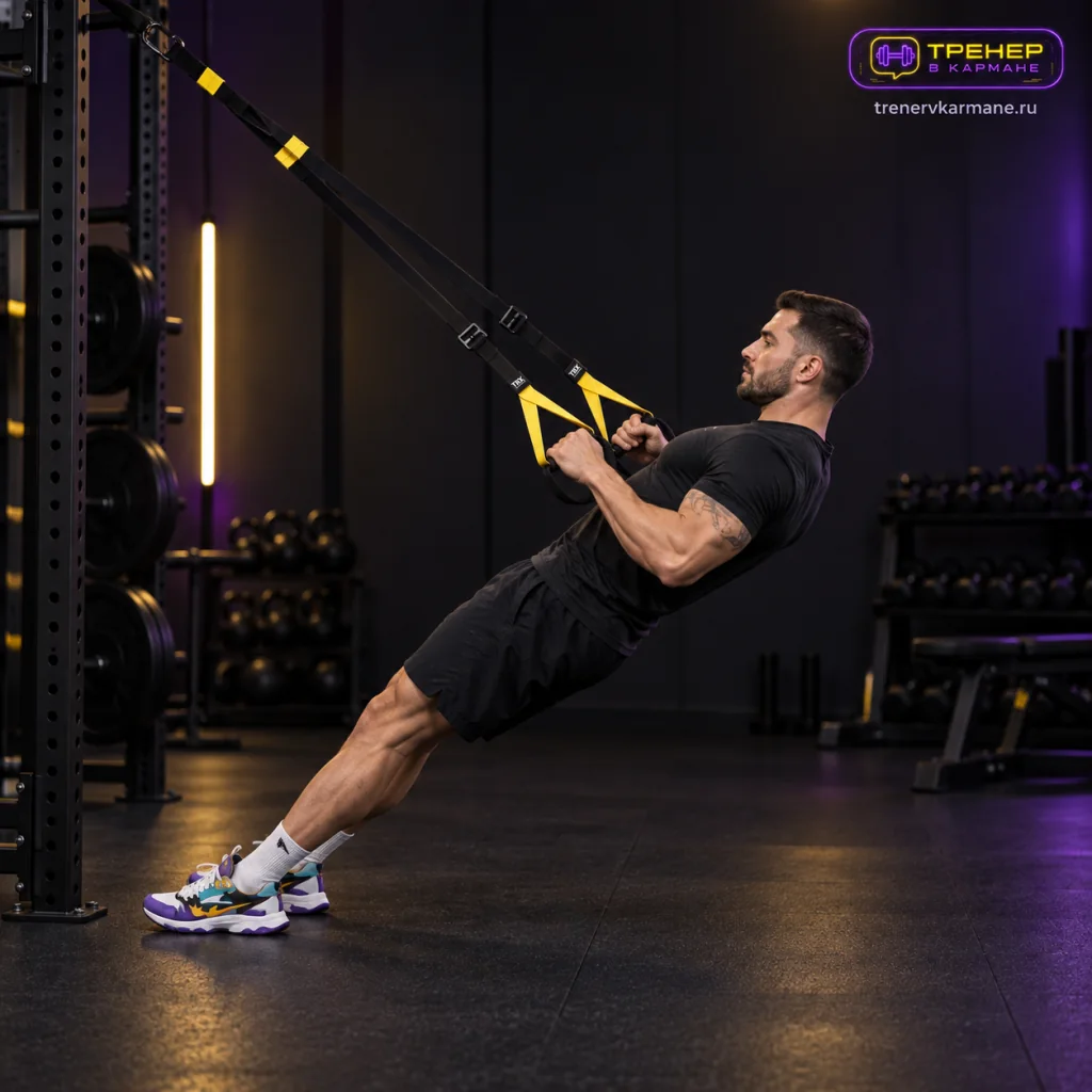 Тяга к груди в петлях TRX